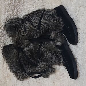Eddie Bauer, Women's, Faux Fur, Leather, Squatch Boot Black Sz 9.5 Snow Winter